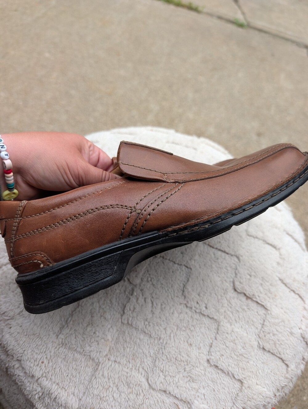 Men's Brown Leather Slip-On Dress Shoes Clarks Size 9.5